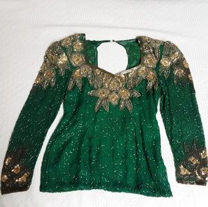 Green Beaded Top